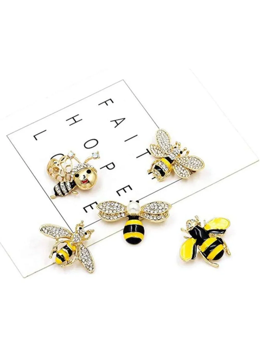 10 Stylish Bee Themed Enamel Crystal Rhinestone Brooch Pins for Fashion